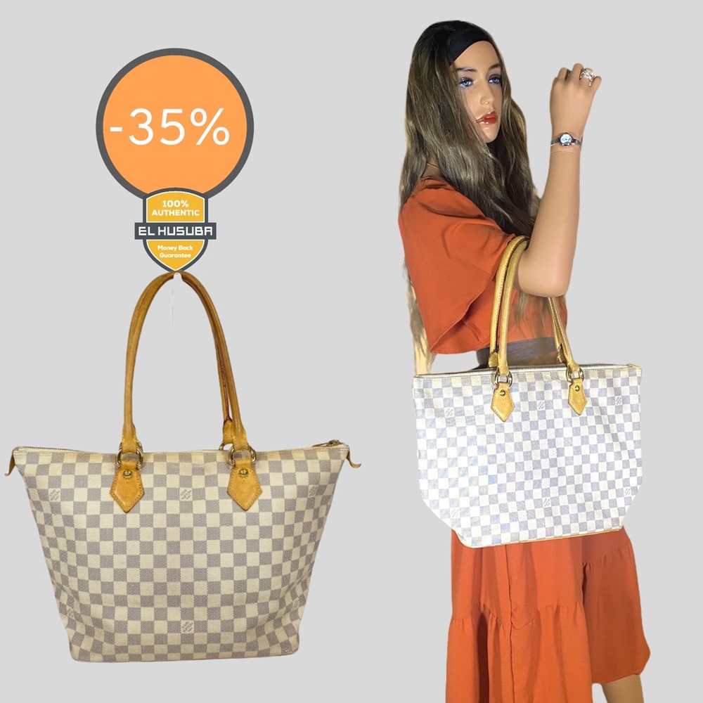 Louis Vuitton Tote bag white damier leather handbag used good condition vintage